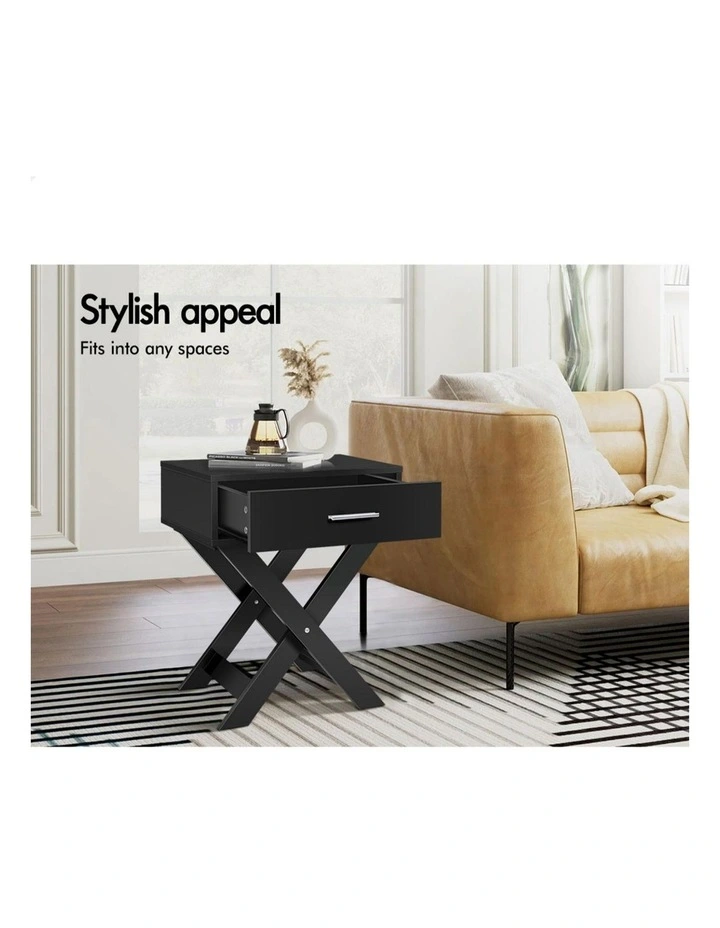 French Country Bedside Table 2 Piece in Black image 5