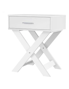 French Country Bedside Table in White