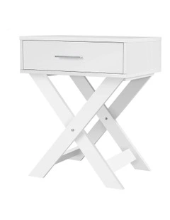 French Country Bedside Table in White