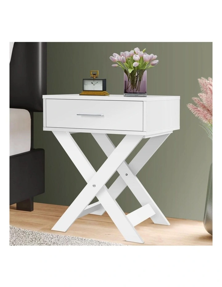 French Country Bedside Table in White image 2