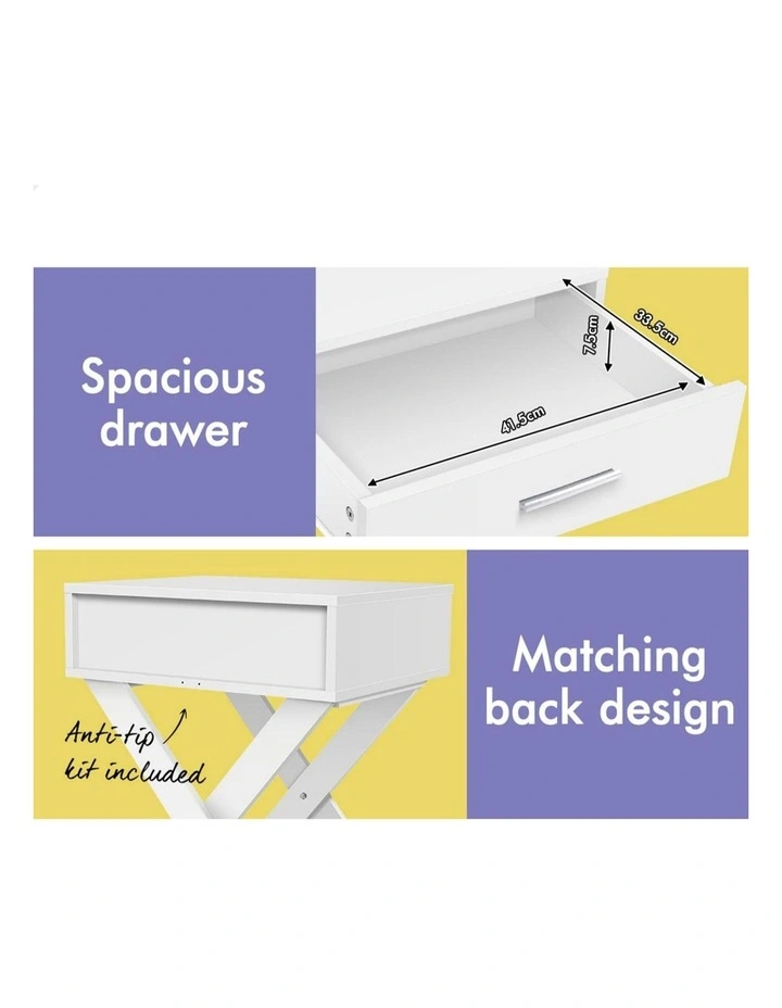 French Country Bedside Table in White image 6