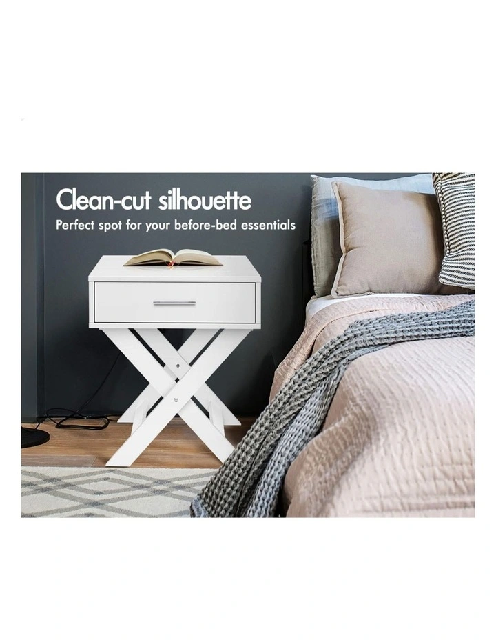 French Country Bedside Table 2 Piece in White image 4