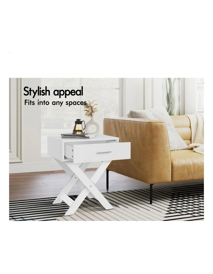 French Country Bedside Table 2 Piece in White image 5