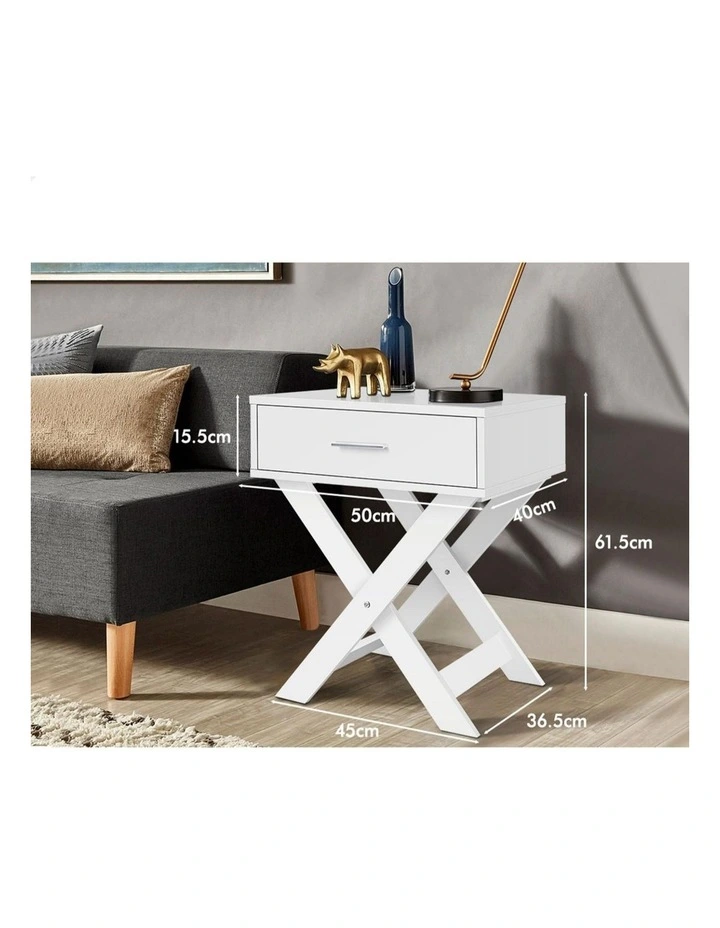 French Country Bedside Table 2 Piece in White image 7