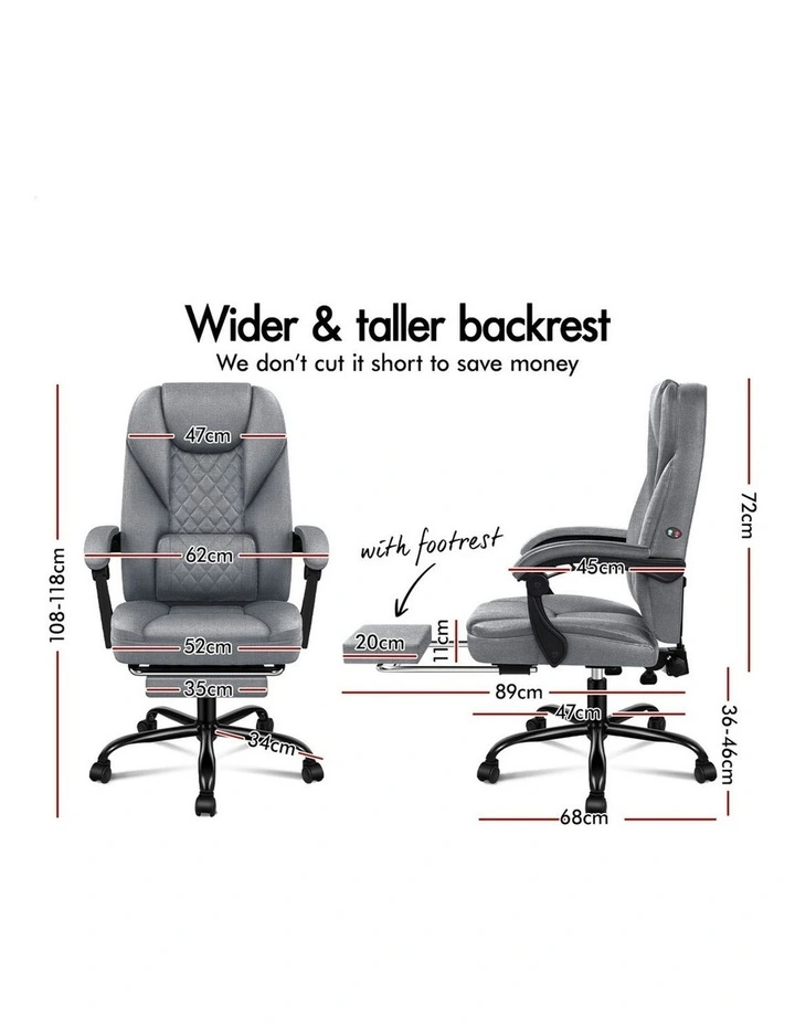 Executive Massage Office Chair in Grey image 7