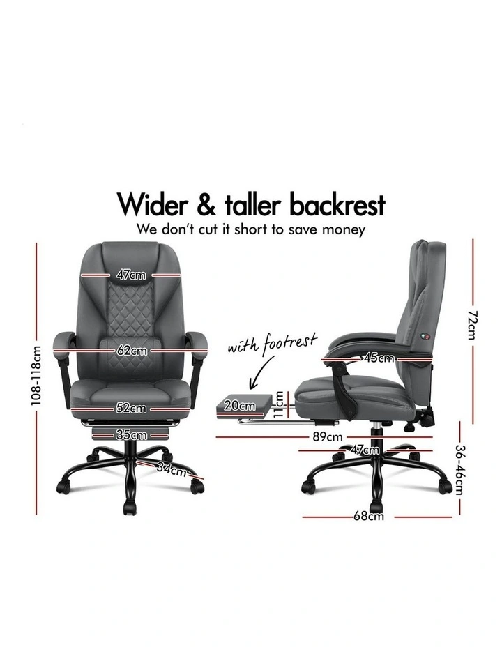 Executive Massage Office Chair in Grey image 7