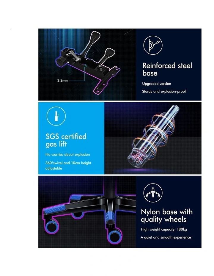 Lumbar Massage Gaming Chair in Multi image 6