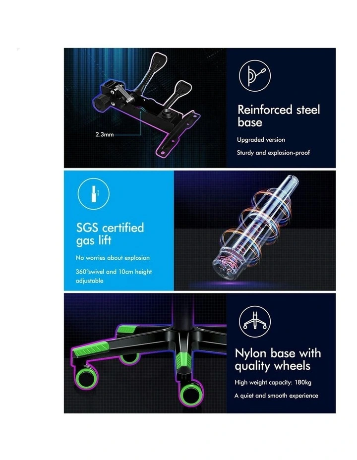 Lumbar Massage Gaming Chair in Multi image 7