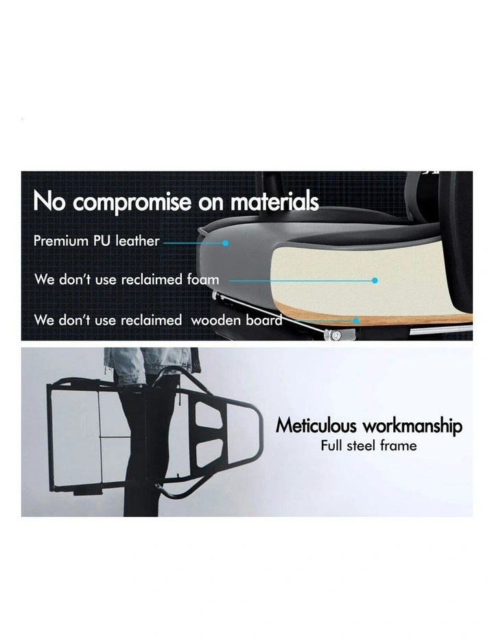 ALFORDSON Gaming Chair with Lumbar Massage Racing Office Gordon - Black & Grey image 5