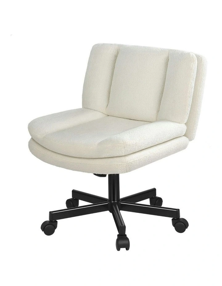 Armless Office Desk Chair in White image 1