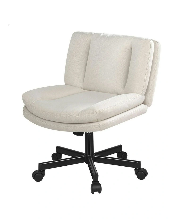 Armless Office Desk Chair in Beige image 1