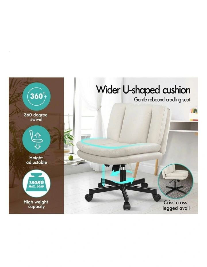 Armless Office Desk Chair in Beige image 3