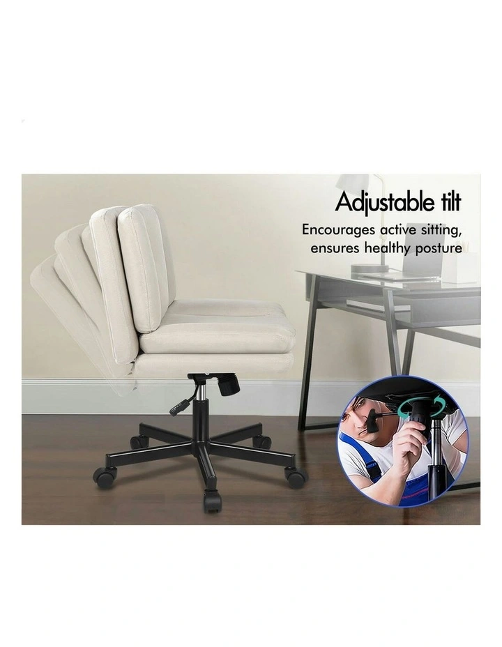 Armless Office Desk Chair in Beige image 4