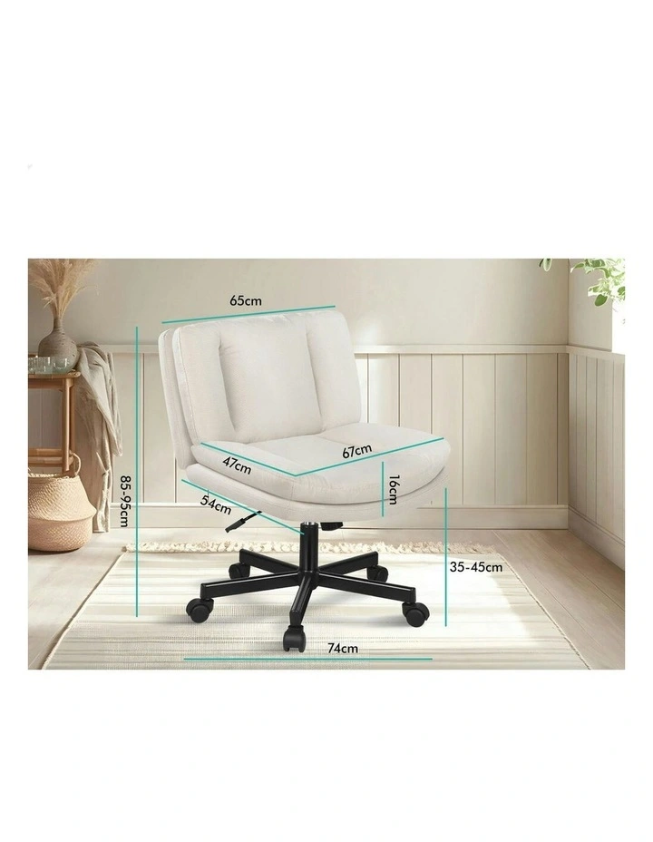 Armless Office Desk Chair in Beige image 6