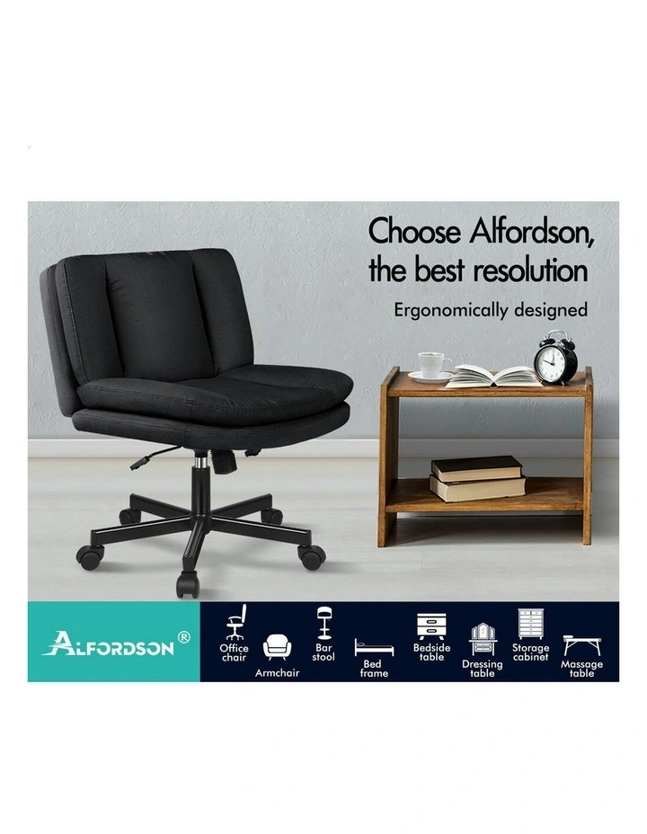 Armless Office Desk Chair in Black image 2