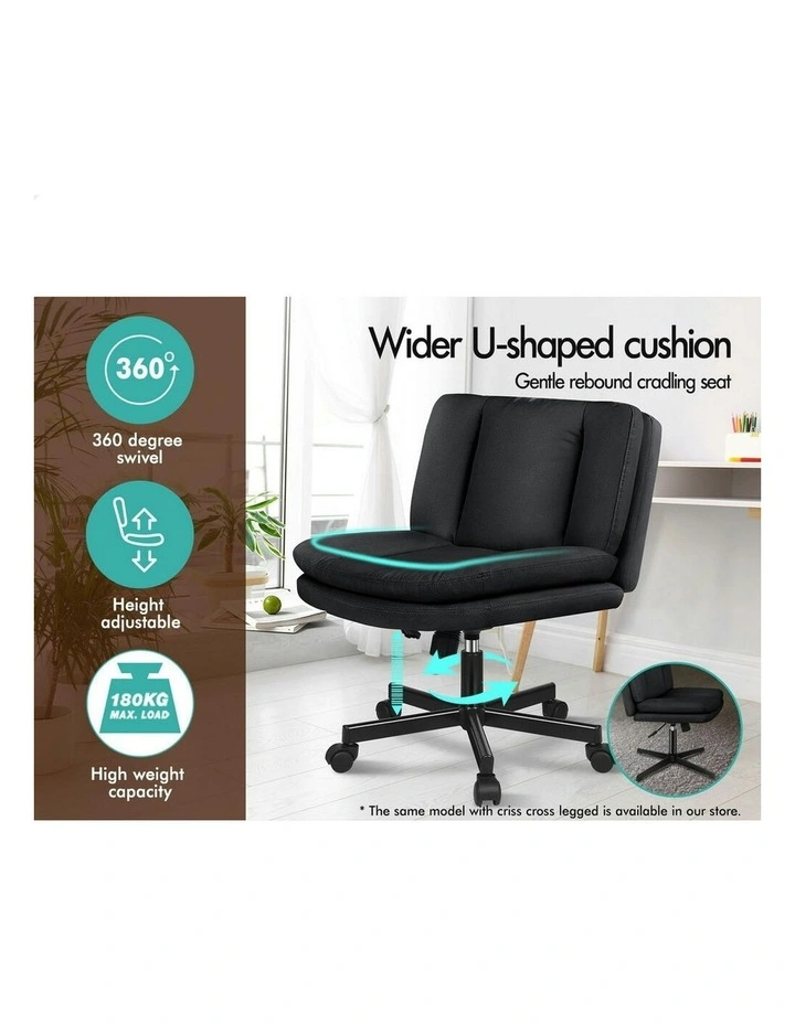 Armless Office Desk Chair in Black image 3