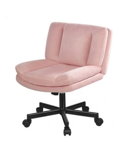 Armless Office Desk Chair Mid in Velvet Pink