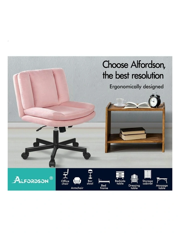 Armless Office Desk Chair Mid in Velvet Pink image 2