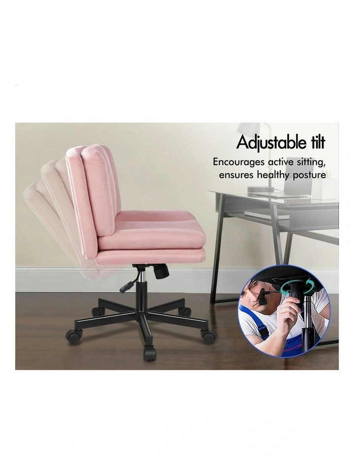 Armless Office Desk Chair Mid in Velvet Pink image 4