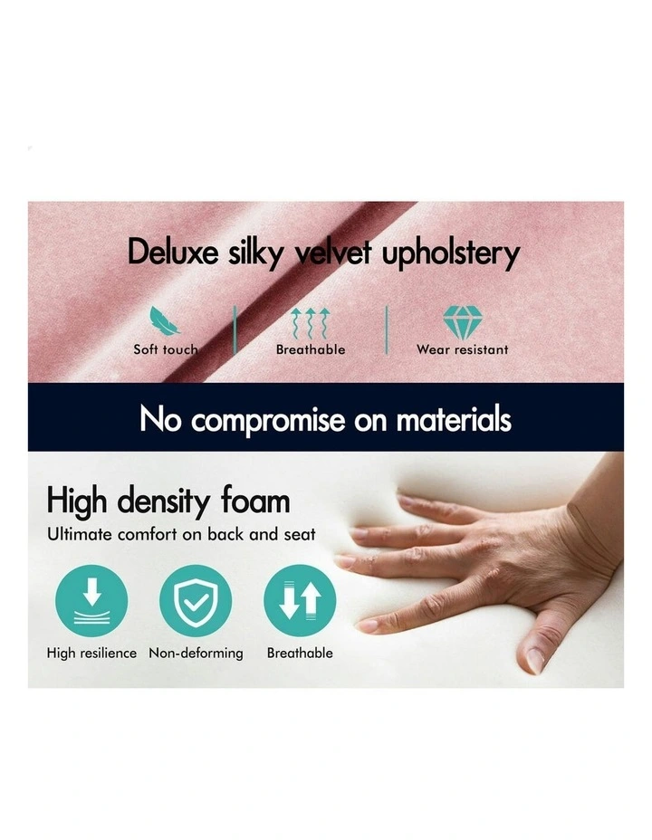 Armless Office Desk Chair Mid in Velvet Pink image 5