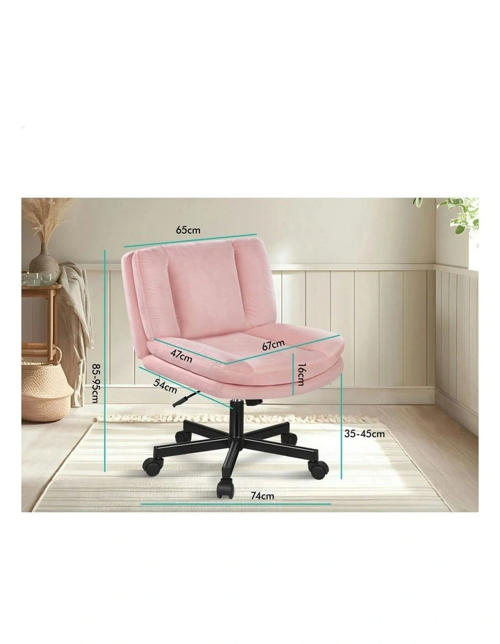 Armless Office Desk Chair Mid in Velvet Pink image 6