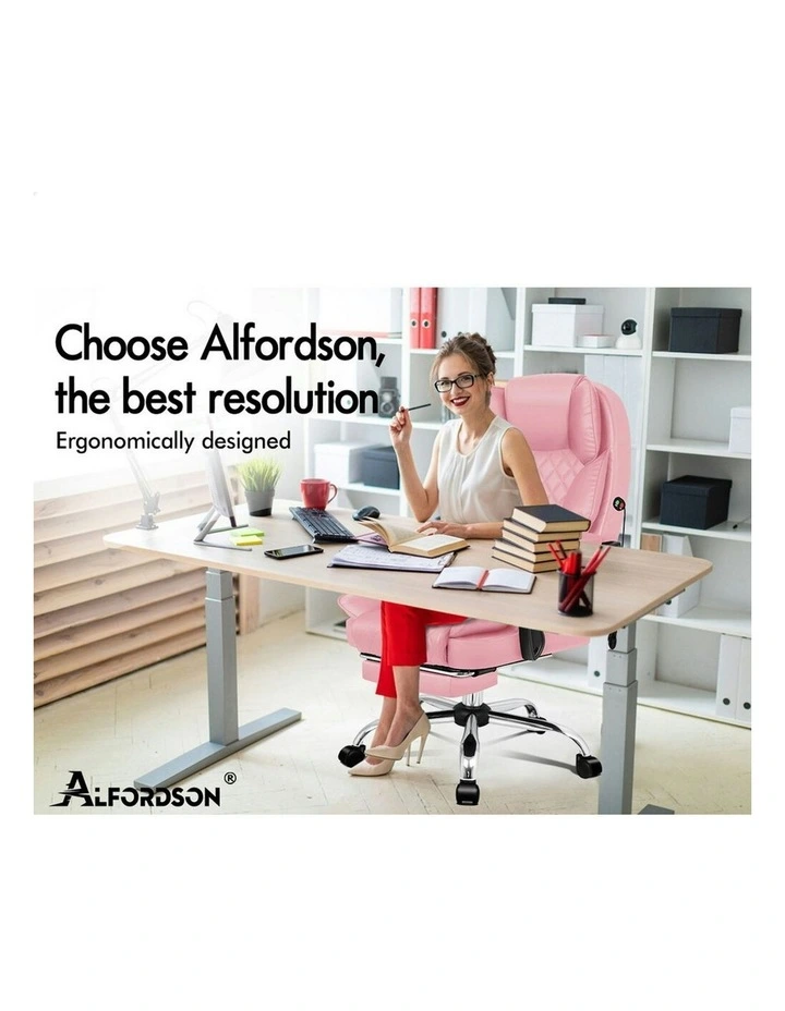 ALFORDSON Massage Office Chair Executive PU Leather Seat Pink image 2