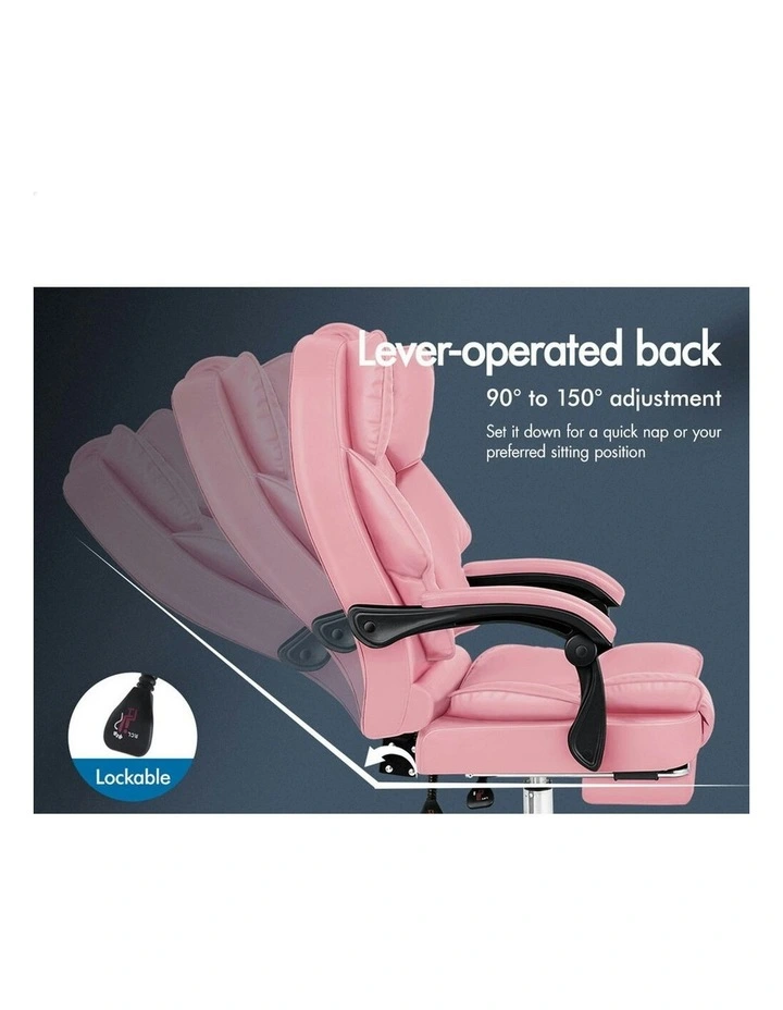 ALFORDSON Massage Office Chair Executive PU Leather Seat Pink image 7