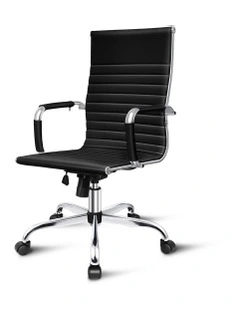 Ergonomic High Back PU Leather Office Chair in Black