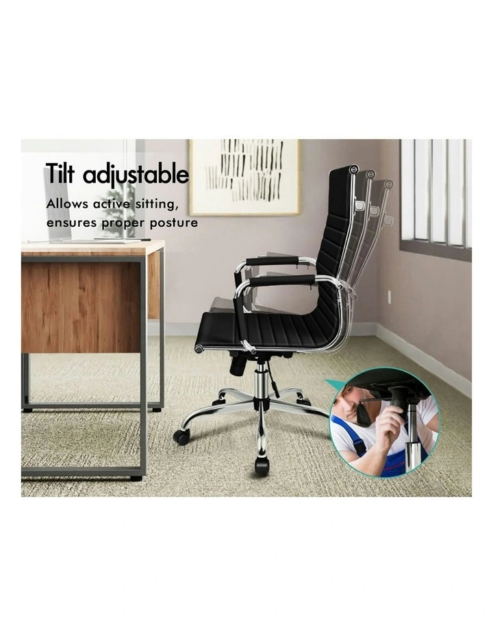 Ergonomic High Back PU Leather Office Chair in Black image 2