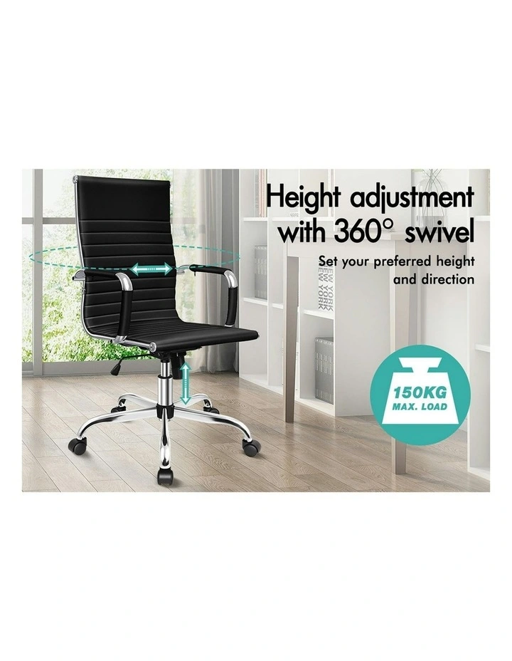 Ergonomic High Back PU Leather Office Chair in Black image 3