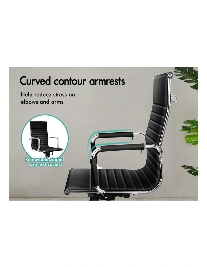 Ergonomic High Back PU Leather Office Chair in Black image 5