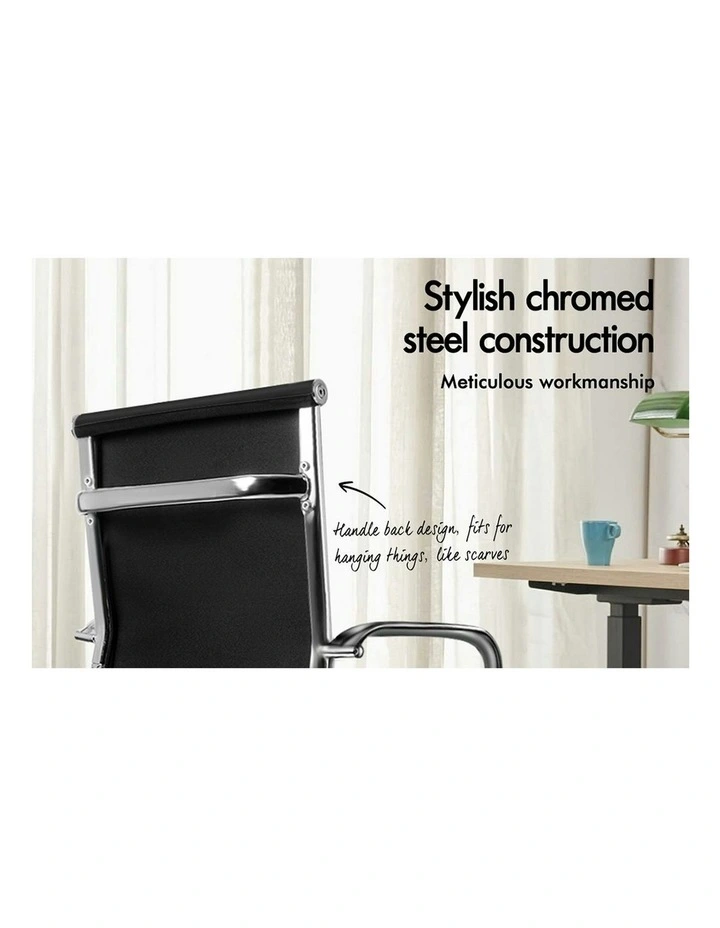 Mid Back Ergonomic PU Leather Office Chair in Black image 5