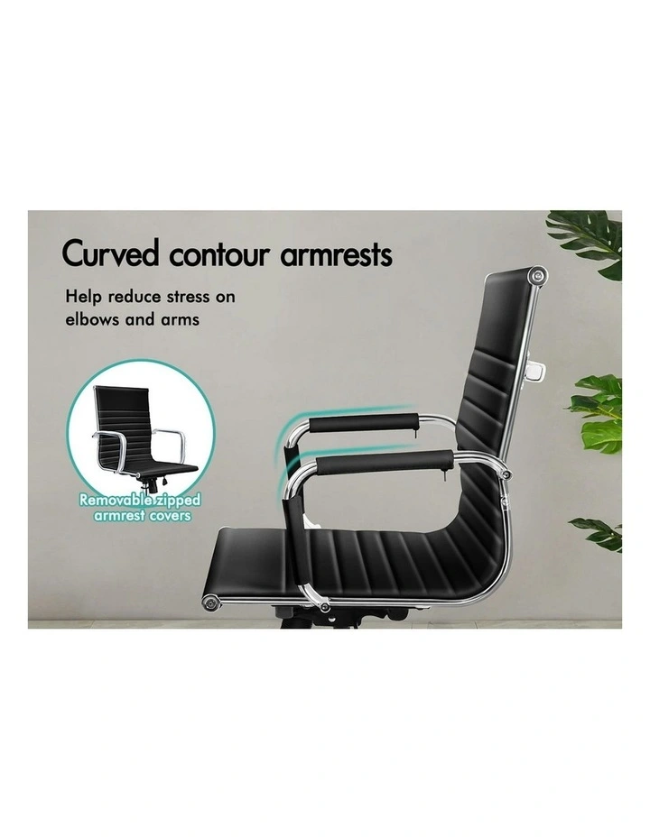 Mid Back Ergonomic PU Leather Office Chair in Black image 7