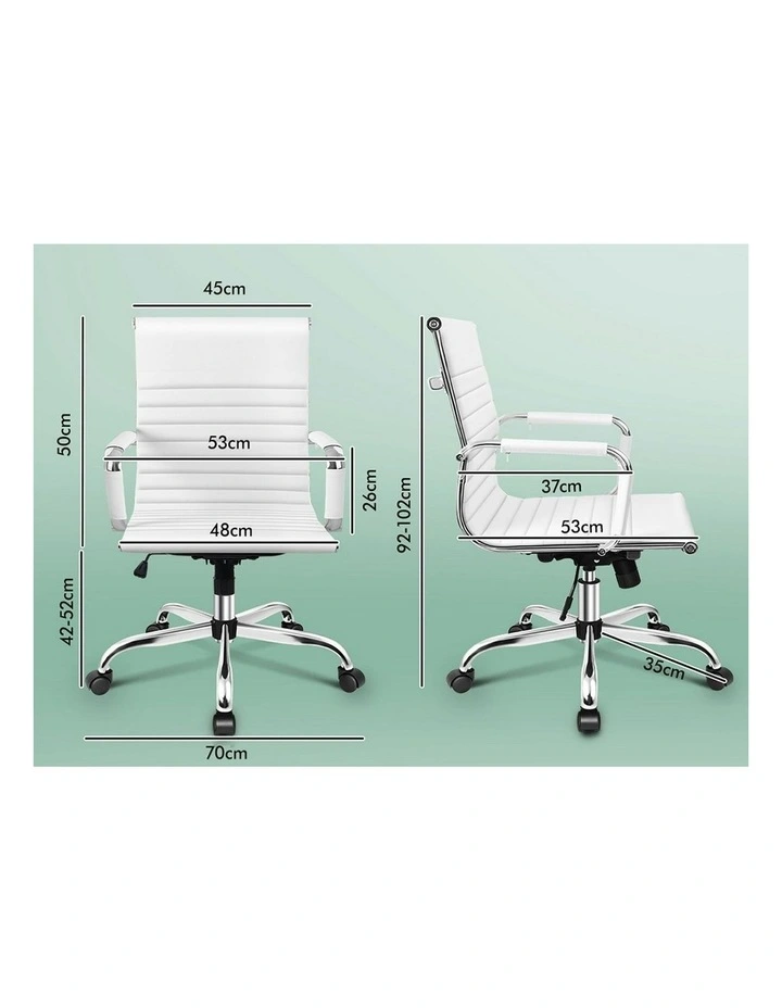 Mid Back Ergonomic PU Leather Office Chair in White image 6