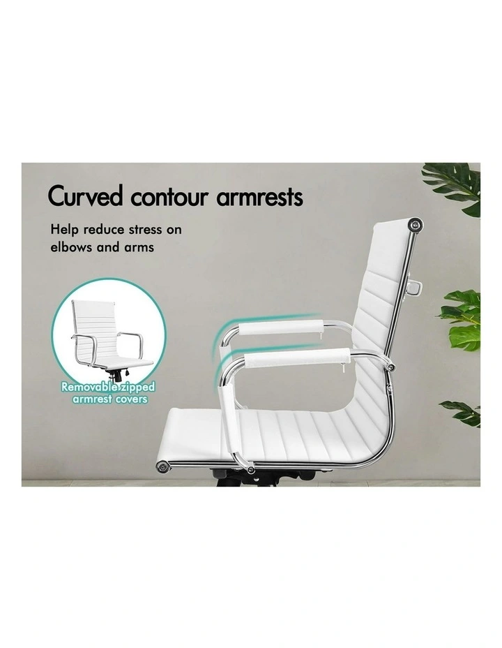 Mid Back Ergonomic PU Leather Office Chair in White image 7