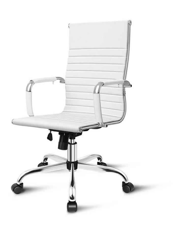 Ergonomic High Back PU Leather Office Chair in White image 1