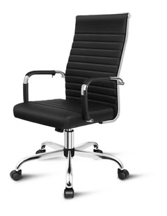 High Back Padded PU Leather Office Chair in Black