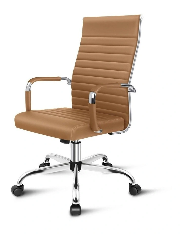 High Back Padded PU Leather Office Chair in Brown image 1
