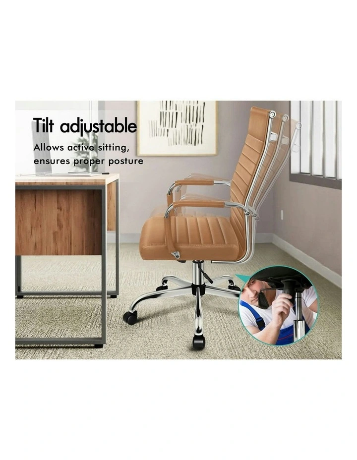 High Back Padded PU Leather Office Chair in Brown image 2