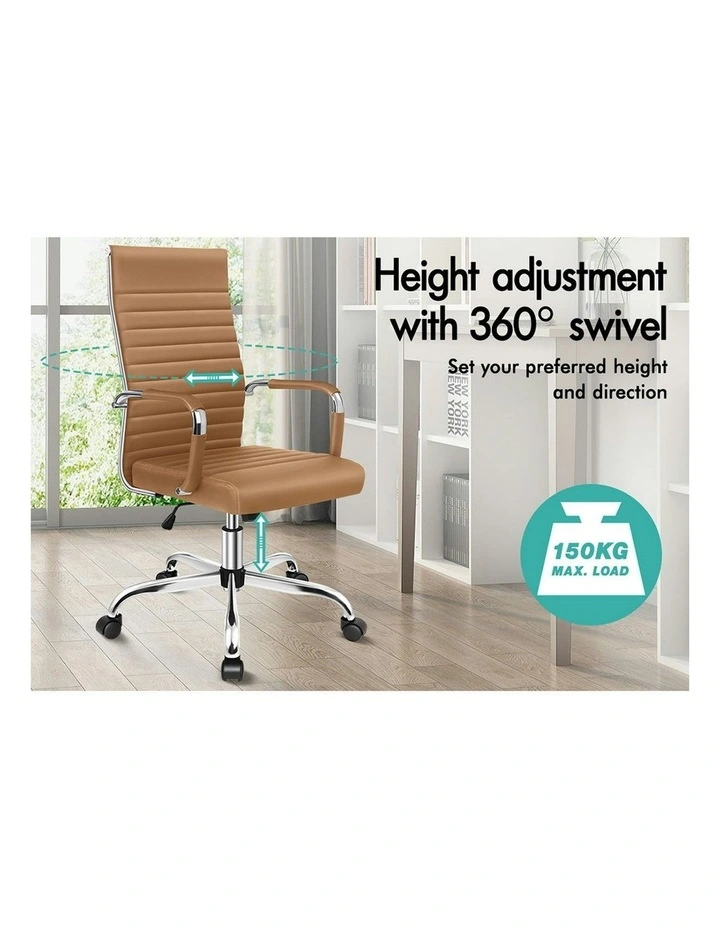 High Back Padded PU Leather Office Chair in Brown image 3