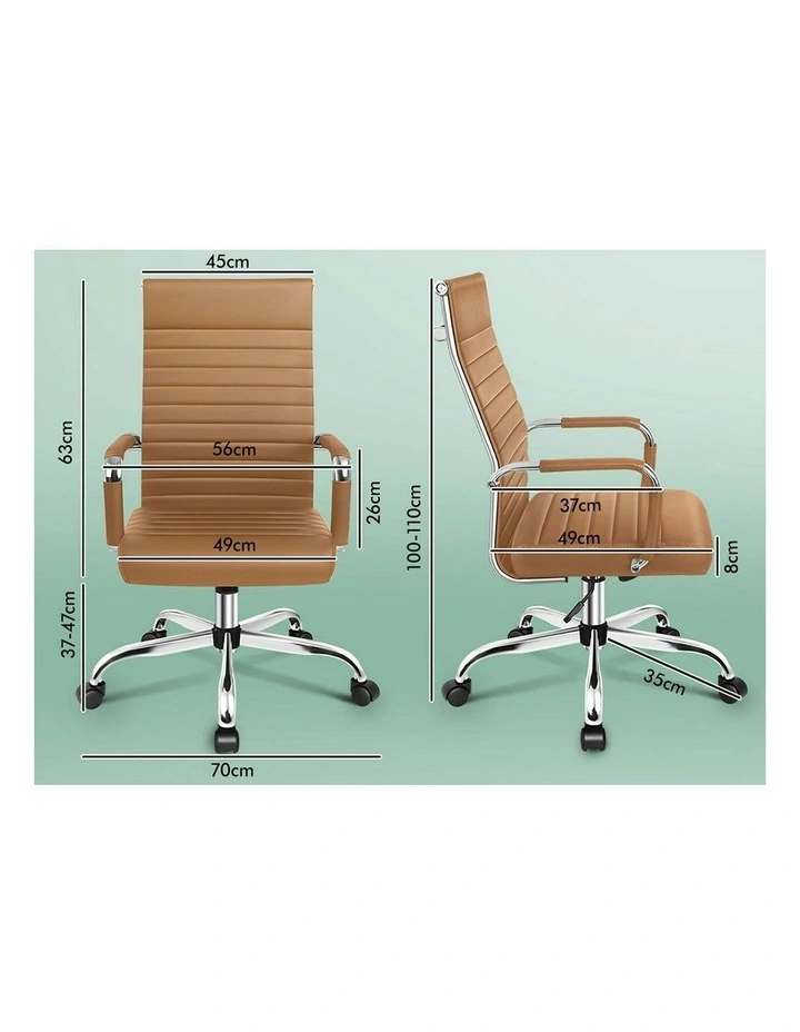 High Back Padded PU Leather Office Chair in Brown image 6