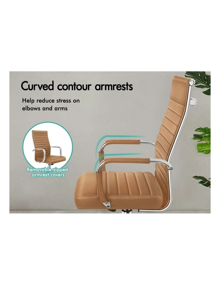 High Back Padded PU Leather Office Chair in Brown image 7