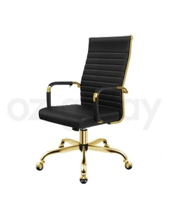 High Back Padded PU Leather Office Chair in Black