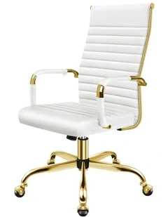 High Back Padded PU Leather Office Chair in White