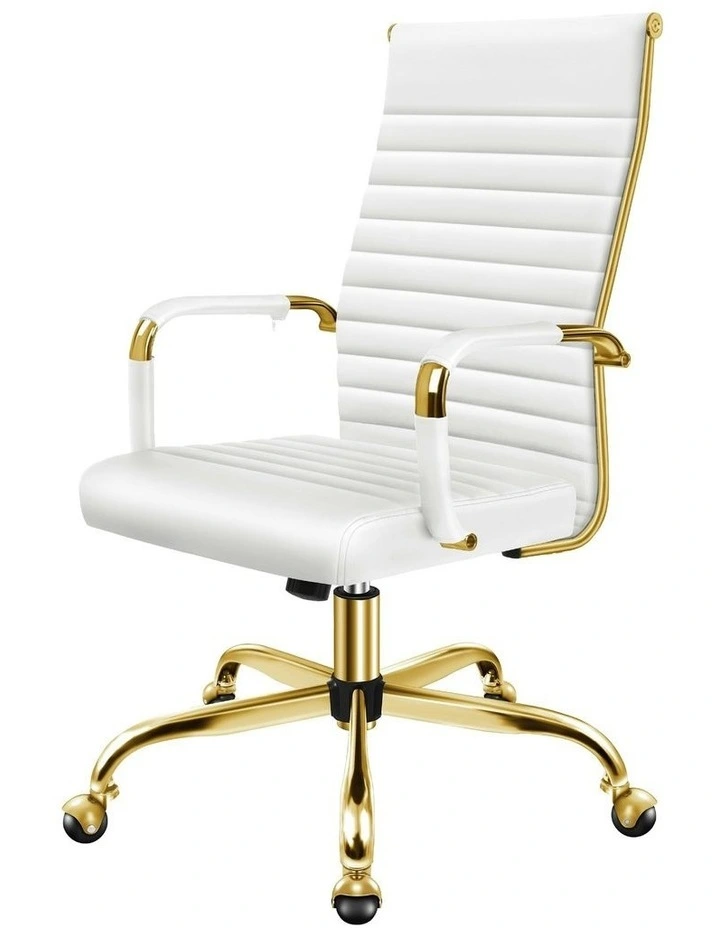 High Back Padded PU Leather Office Chair in White image 1