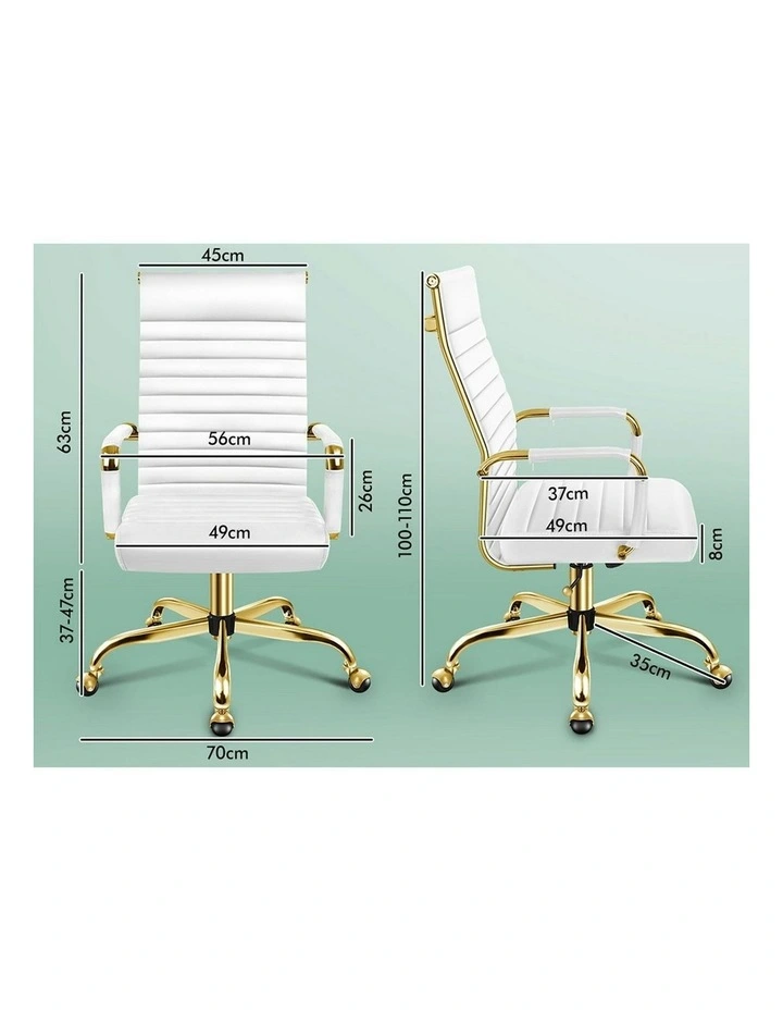 High Back Padded PU Leather Office Chair in White image 4
