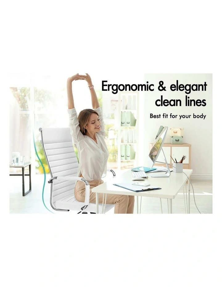 High Back Padded PU Leather Office Chair in White image 2