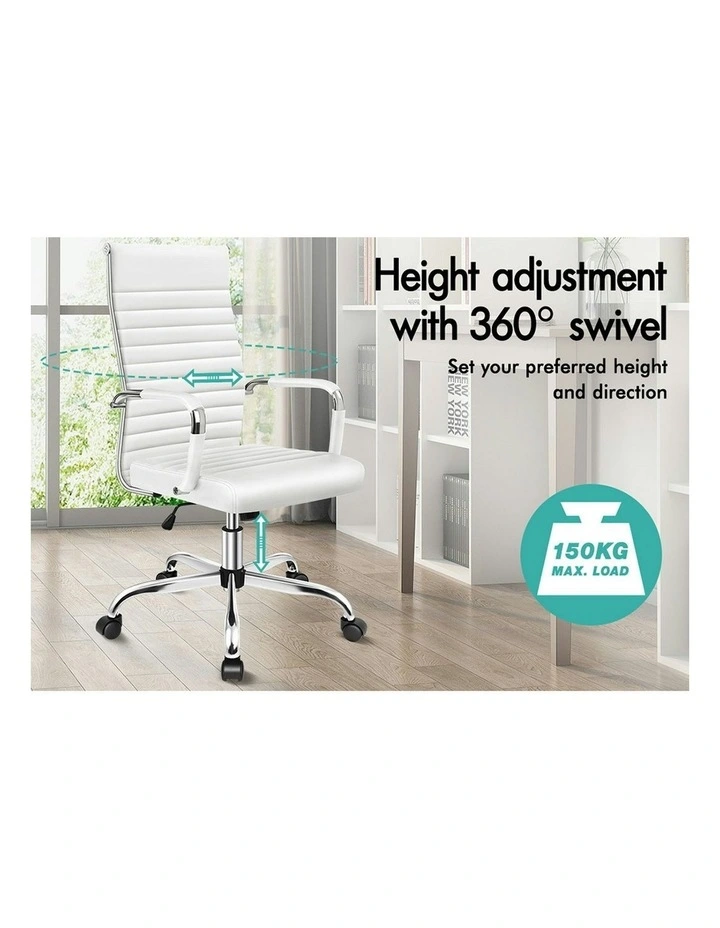 High Back Padded PU Leather Office Chair in White image 4