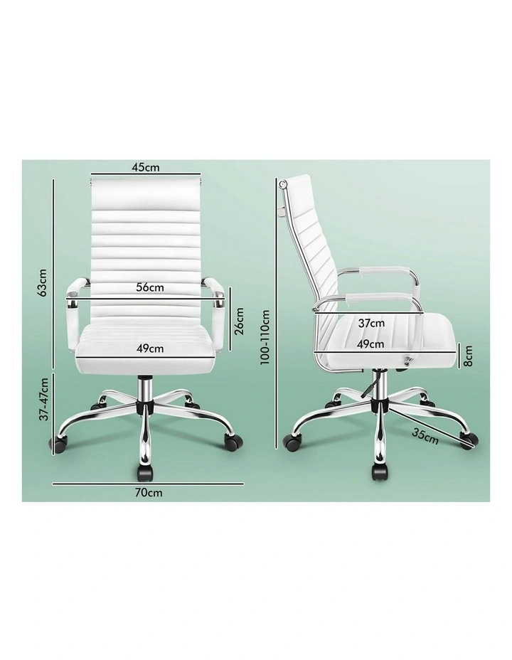 High Back Padded PU Leather Office Chair in White image 5