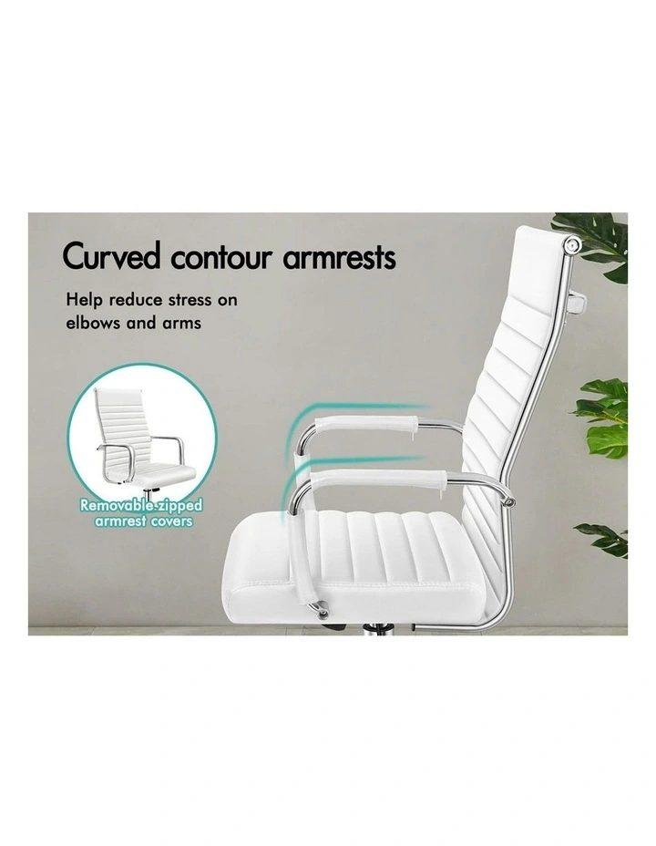 High Back Padded PU Leather Office Chair in White image 7
